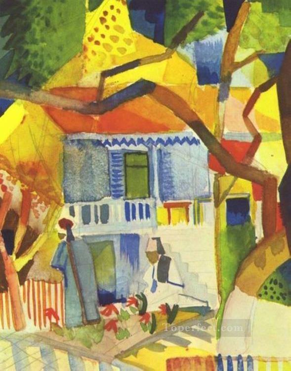 Patio Of The Country House In St Germain August Macke Oil Paintings